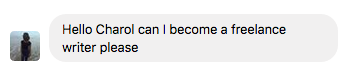 Facebook message from ESL writer