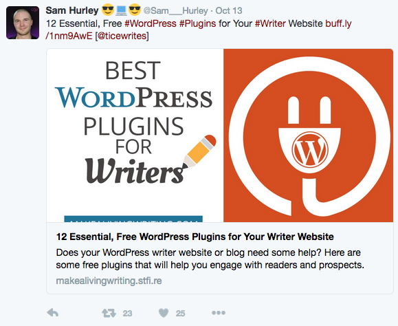 Content marketing - Sam Hurley retweet