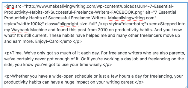 How to write a blog post - excerpt code