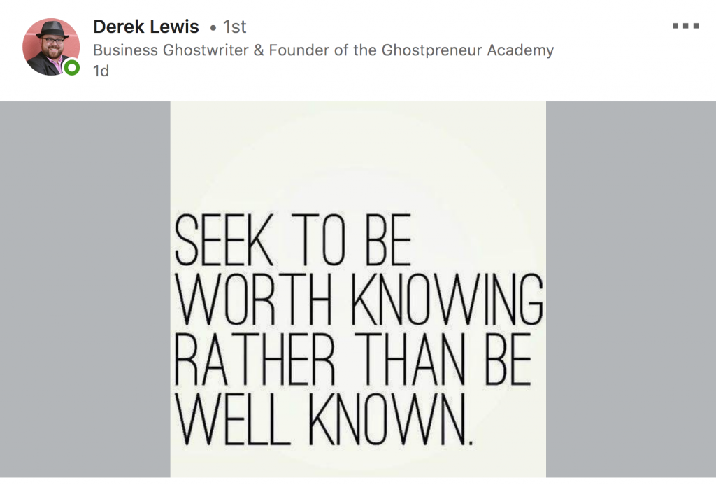 LinkedIn influencers: Derek Lewis post