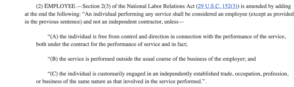 Pro Act language