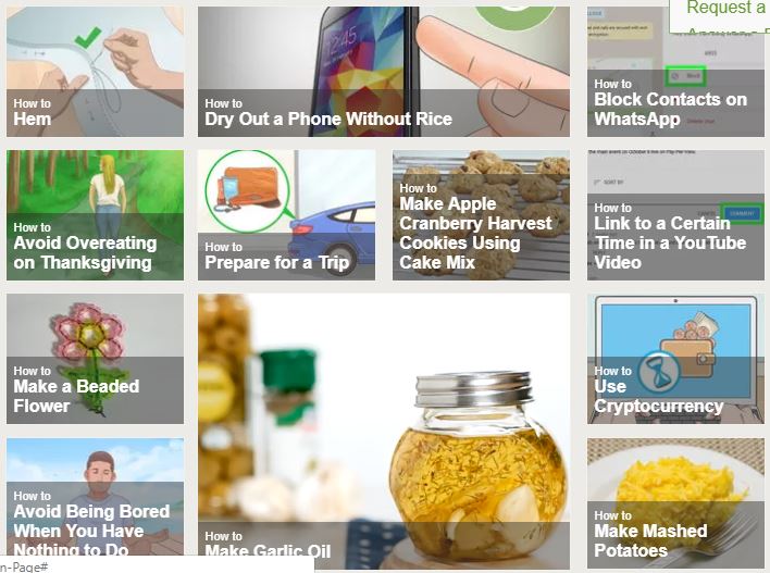 Image block showing 12 examples of How to's from WikiHow