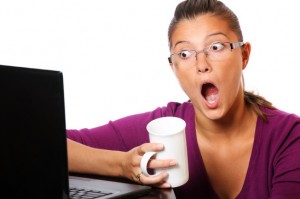 Young shocked woman