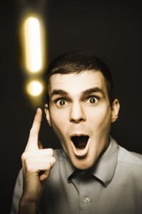 Excited man with an answer to questions