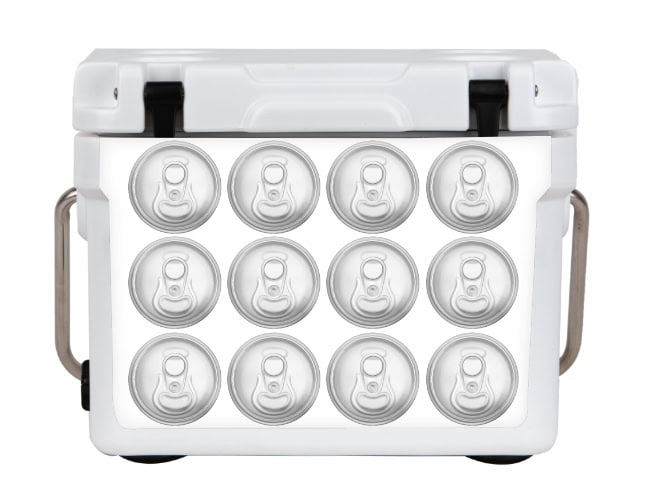Cruiser-15-White-Can cruiser cooler front view with cans inside