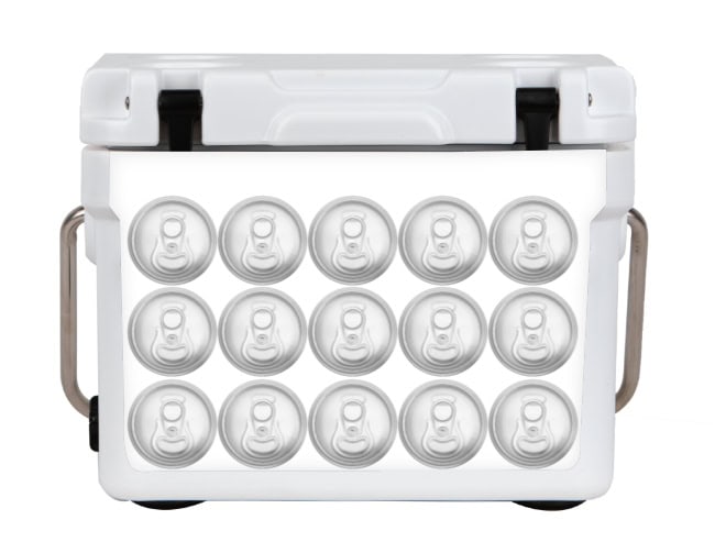 Cruiser-15-White-Slim-Can cruiser cooler front view with slim cans inside