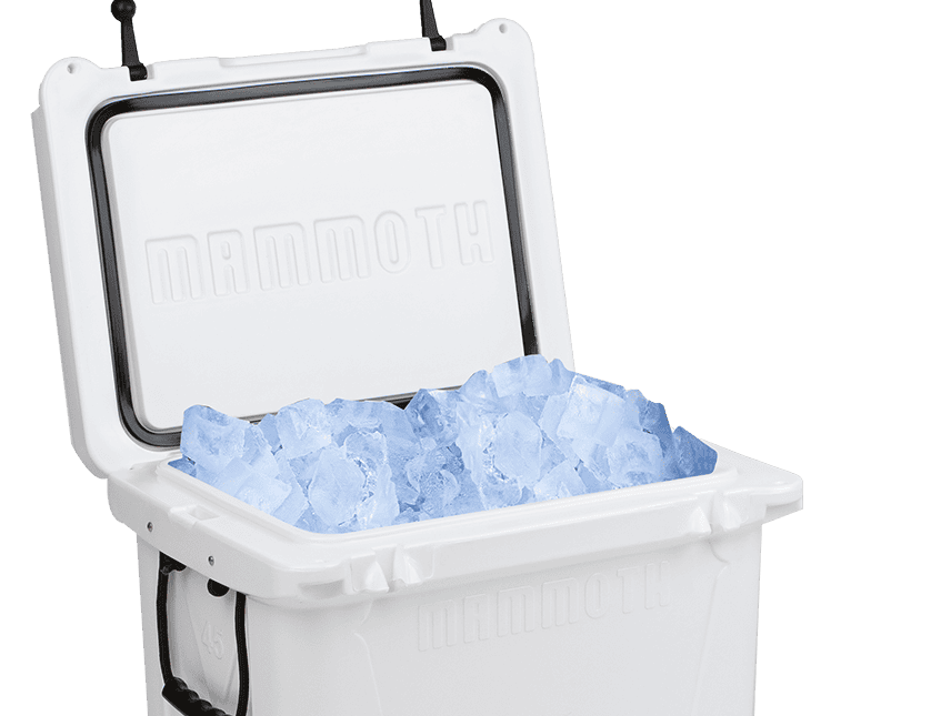 Mammoth-Ranger-45-White-Open-w_Ice-Slider White Ranger 45 front view open with ice