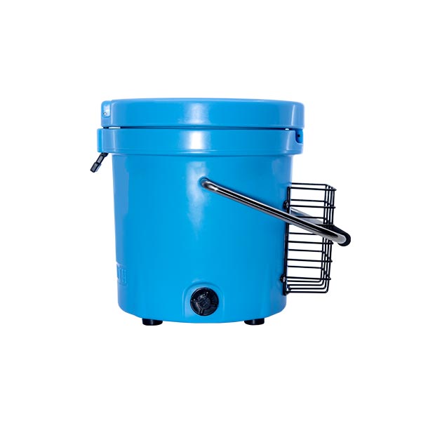 bait bucket blue side view