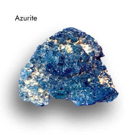 blue and white Azurite crystal with white background