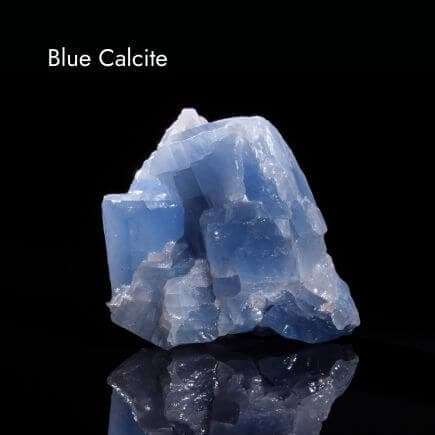 Blue Calcite crystal with black background