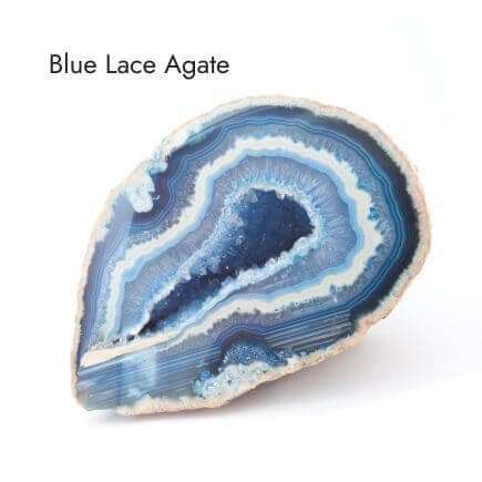 Blue Lace Agate crystal on white background