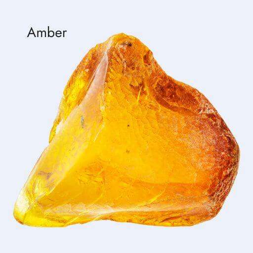 amber crystal with white background