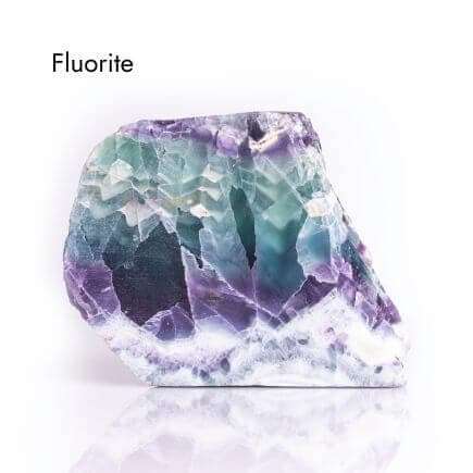 colorful Fluorite crystal with white background