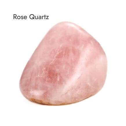 smooth, pink Rose Quartz crystal with white background