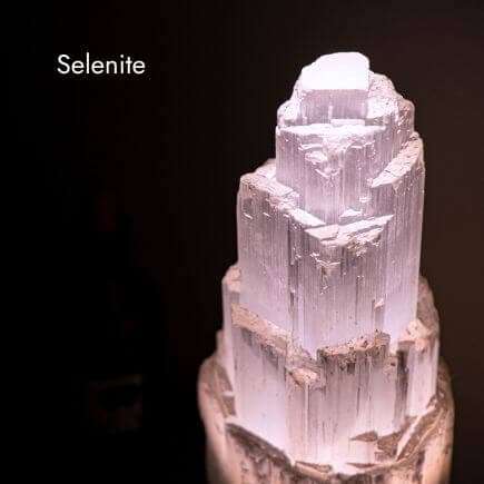 selenite crystal with black background