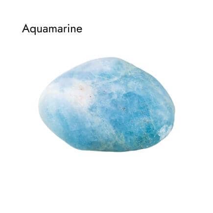 tumbled, smooth blue Aquamarine stone on white background