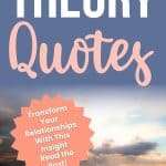 Pinterest pin design for Let Them Theory Quotes with blue background and coral typography, featuring a peaceful dock extending into calm water at sunset and call to action: “Transform Your Relationships With This Insight Read the Post!” | manifesteveryday.com