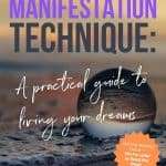 Silhouette of person holding light against cosmic starry night sky with text "Neville Goddard Manifestation Technique: A practical guide to living your dreams" and orange starburst. manifesteveryday.com