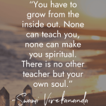 Ernest Holmes quote about spiritual necessity "We can no more do without spirituality than we can do without food, shelter, or clothing" displayed over calming sunset ocean scene with crystal formations, highlighting the essential nature of spiritual awakening in our lives. manifesteveryday.com