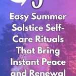 Purple and blue gradient background with silhouette of tree and white text reading '5 Easy Summer Solstice Self-Care Rituals That Bring Instant Peace and Renewal' - manifesteveryday.com