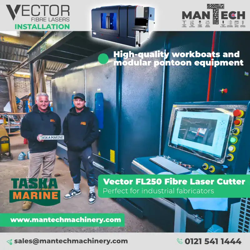 Taskamarine fl250 fibre laser cutter mantech uk installation in ipswich
