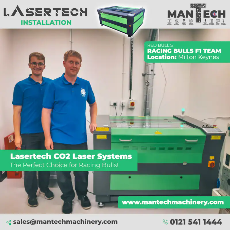 Racing Bulls F1 - Lasertech CO2 Laser Cutter Installation by Mantech UK