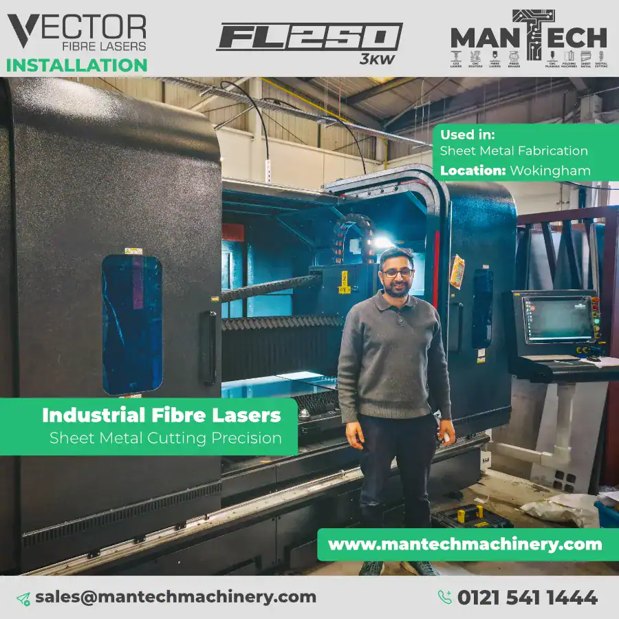 arben precision sheet metal vector fl250 3kw fibre laser cutter installation by mantech uk