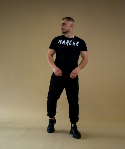 Black t-shirt (white logo printed)