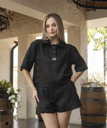 Black Linen Polo Outfit