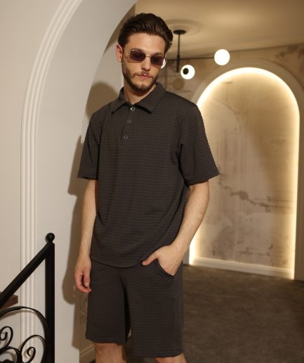 Bistre Square-Pattern Outfit