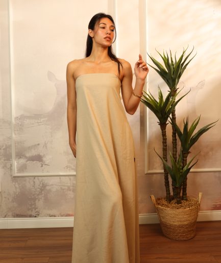 "Helena" Beige Linen Dress