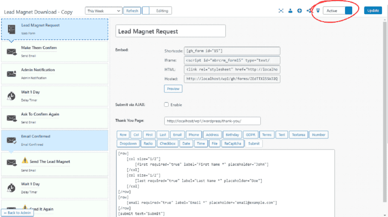 Lead magnet request form for marketing lead generation, with opt-in and confirmation features.