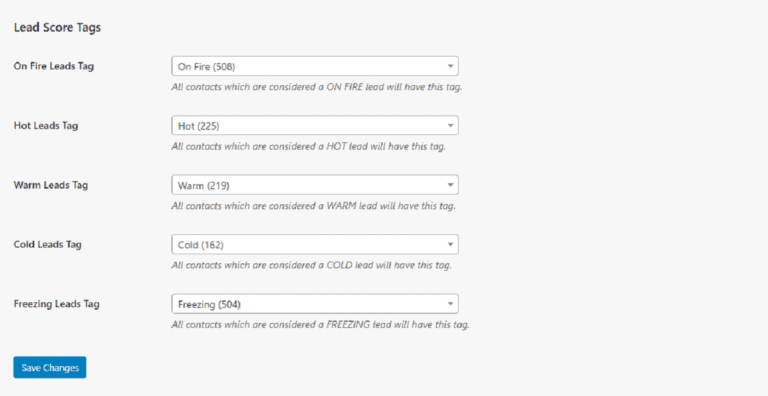 Lead scoring and tag management interface for marketing automation and lead segmentation on Marketing By Rob website.