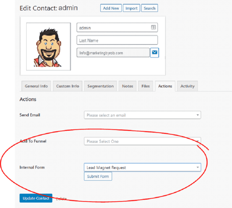 Lead magnet request form for marketingbyrob.com contact management system.