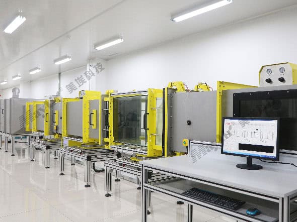 Machine manufacturing and testing equipment for beauty and skincare products at MayAir Group facility for quality control and innovation excellence in the industry.