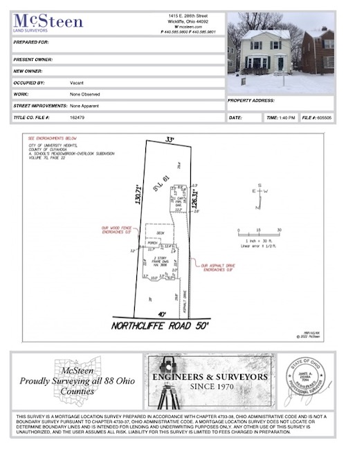 Example of residential mortgage location surveys.