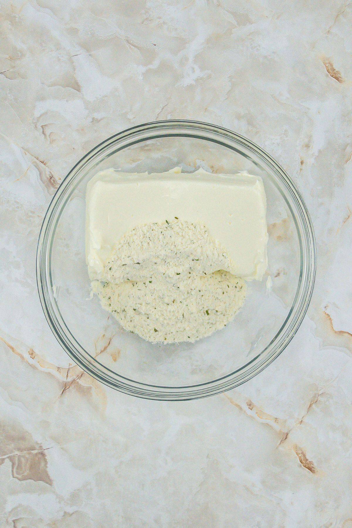 cream cheese and ranch dressing mix in a small bowl