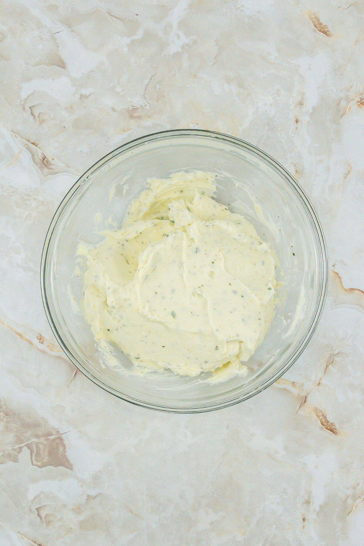 mixture of cream cheese and ranch dressing mix in a small bowl