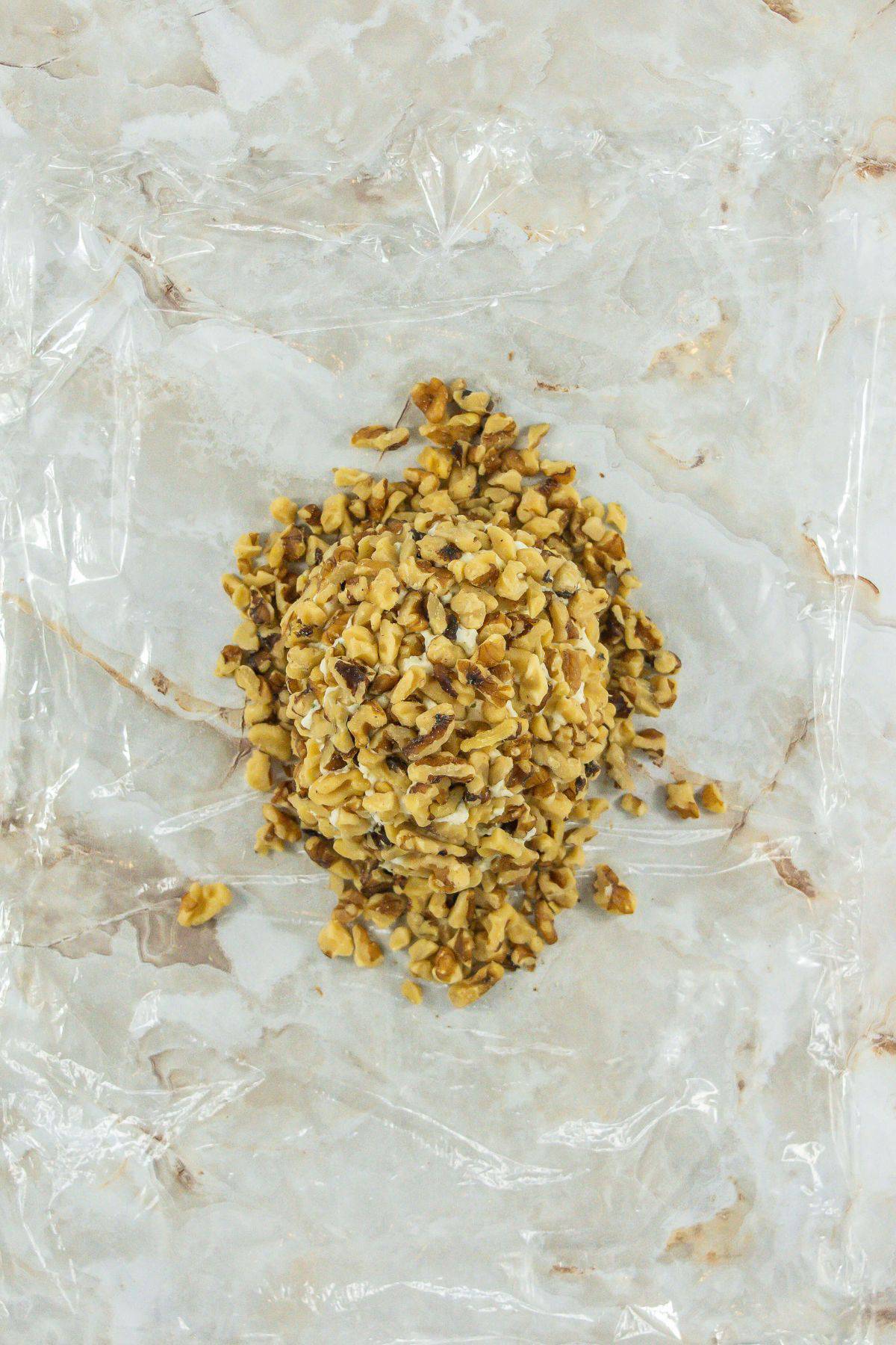 pressed walnuts into the cheese ball