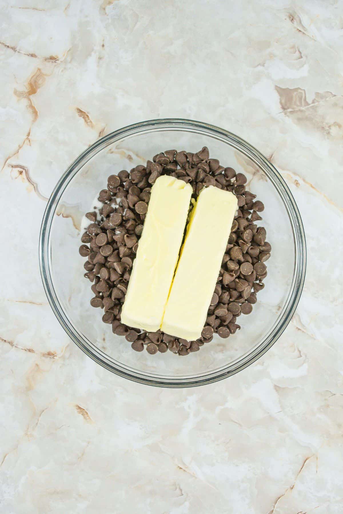 butter, chocolate chips, and salt in a large bowl