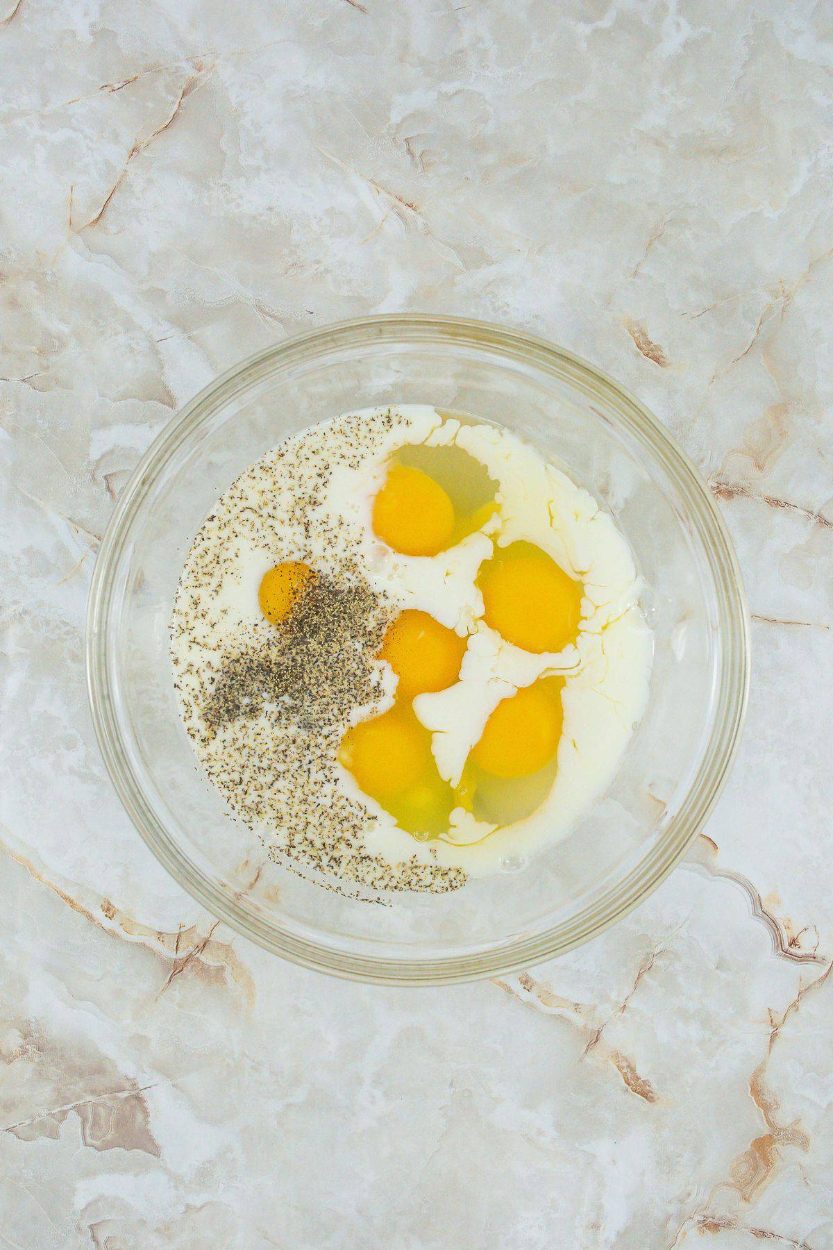 Biscuits and Gravy Casserole eggs, milk, salt and pepper ingredients