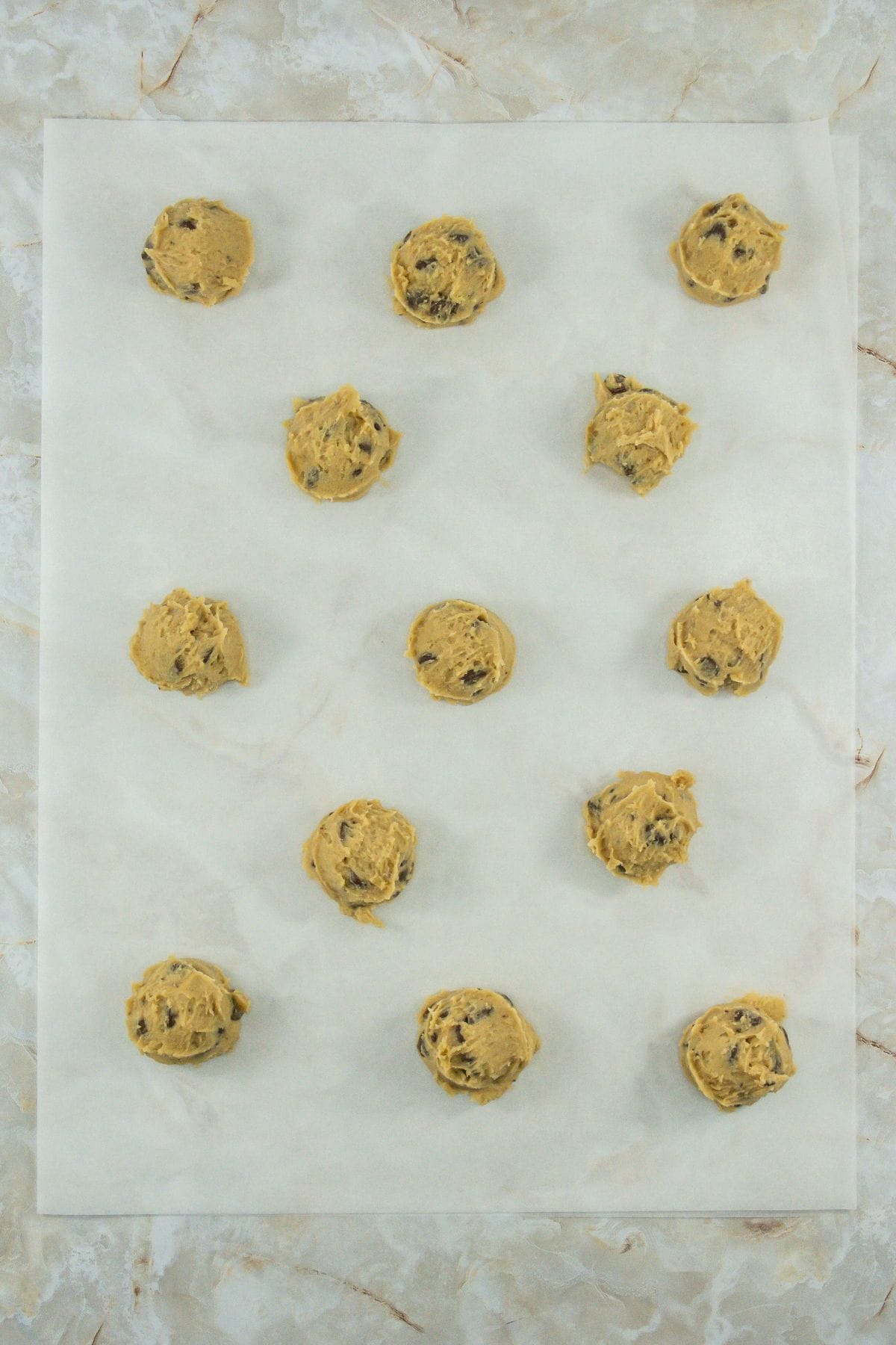 Bisquick Chocolate Chip Cookies ready to be bake