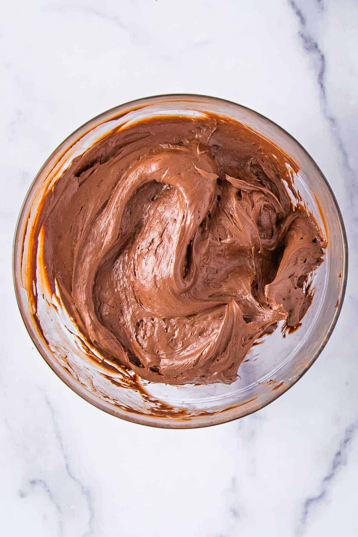 close-up shot of brownie batter dip in a bowl