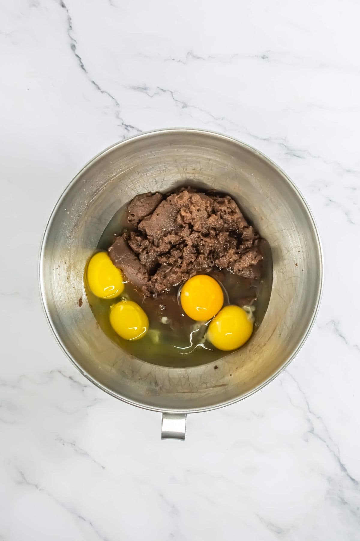 Chocolate Pudding Cake egg and chocolate pudding mixture