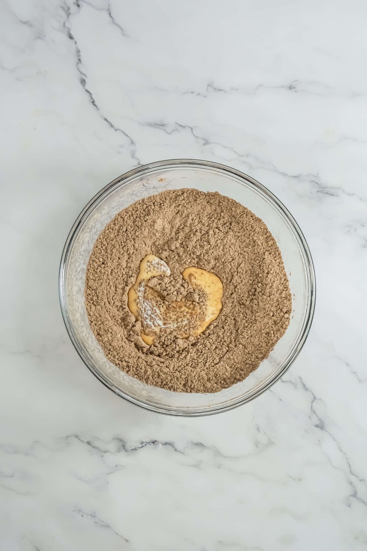 Chocolate Pudding Cake and and wet ingredient mixture