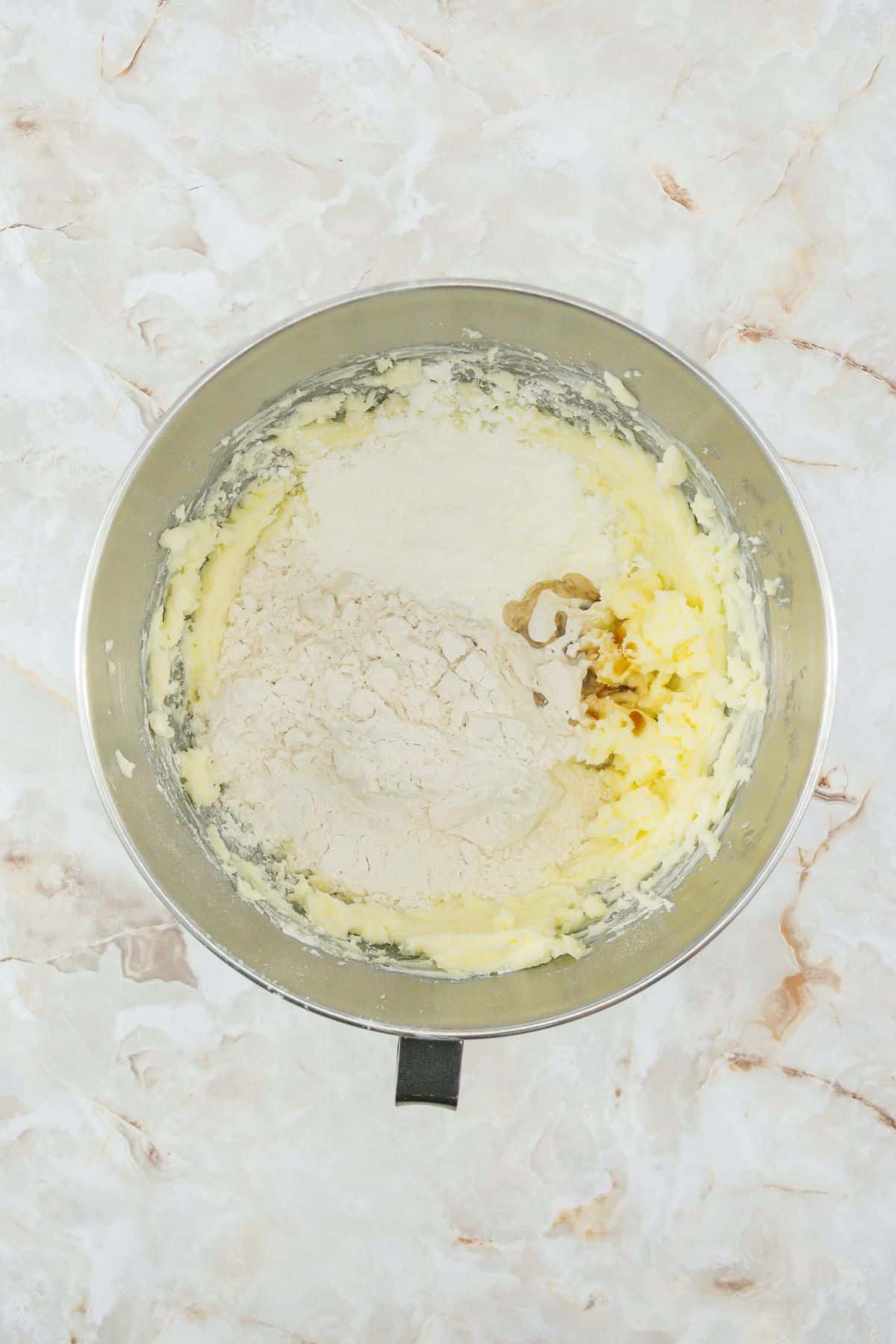 Meltaway Cookies first mixture ingredients combined with the dry ingredients