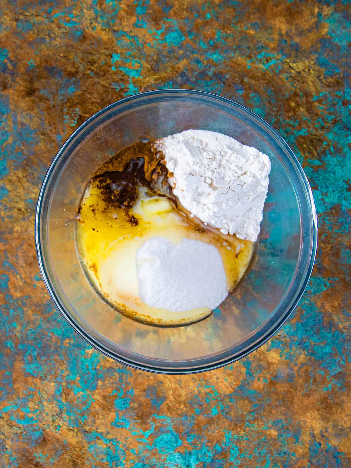 A mix of flour, sugar, and butter for the topping.