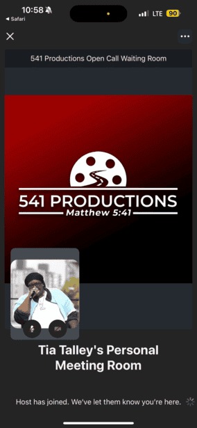 Indoor video call with 541 Productions logo, representing personal virtual meetings and professional online communication.