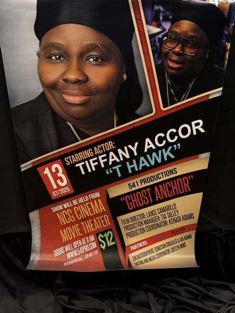 UOhnIt.com promotional poster featuring actress Tiffany Accor for film "Ghost Anchor" at NCG Cinema.