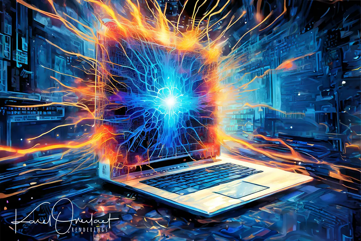 AI computerscreen science - © 2023 Karel Overlaet - Renderings